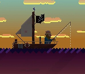 Game Screenshot, Fisher with boat sailing on the sea