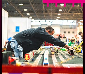 Man with model trains