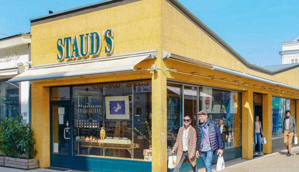 Staud's shop from the outside on a sunny day