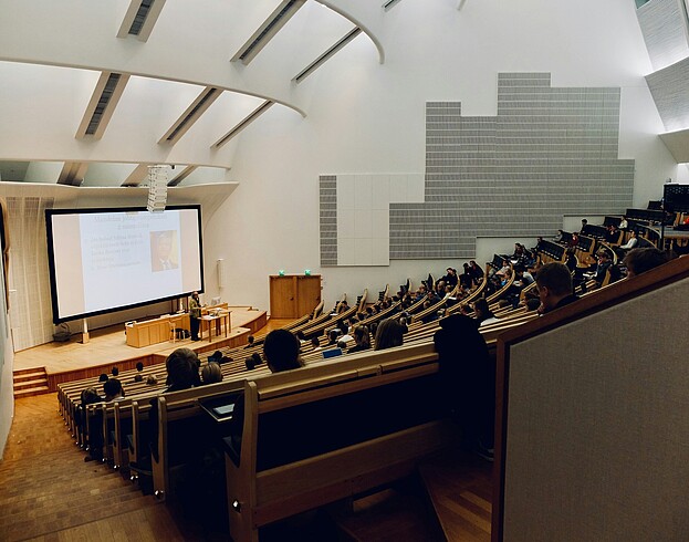 Lecture theater View of a lecture theater from the back