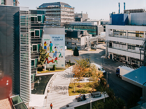 Modern buildings on a sunny day in Vienna
