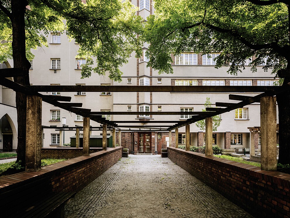The entrance to a social housing building in Vienna.