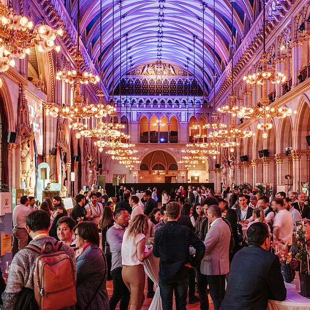 A gathering of people in the Vienna City Hall