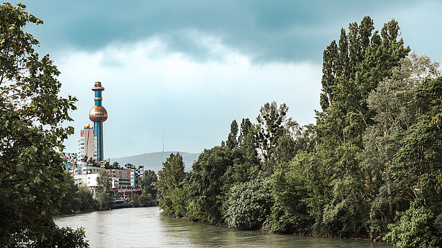 Spittelau Vienna A river view of the Spittelau burning plant in Vienna