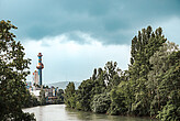 A river view of the Spittelau burning plant in Vienna.
